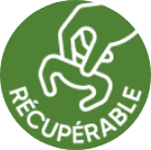 Picto gramme pour illustrer le récupérable pour les packagings des agrafes à vignes de Cavi Group