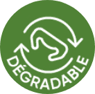 Picto gramme pour illustrer le dégradable pour les packagings des agrafes à vignes de Cavi Group