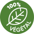 Picto gramme pour illustrer le 100% végétal pour les packagings des agrafes à vignes de Cavi Group