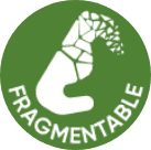 Picto gramme pour illustrer le fragmentable pour les packagings des agrafes à vignes de Cavi Group