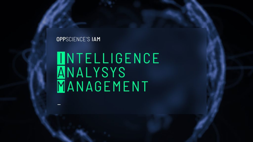 Univers visuel immersif évoquant l’IA et le big data dans le site web d’Oppscience