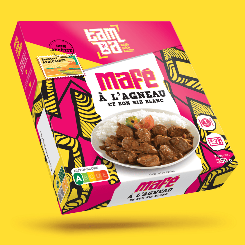 Visuel produit Tamba pour Domoda, recette africaine valorisée par un design coloré en rayon traiteur