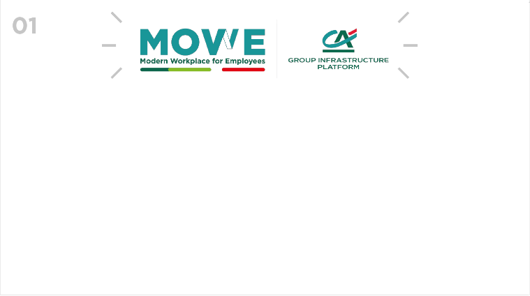 Slide d’introduction MoWE pour le Crédit Agricole, support illustré PowerPoint animé
