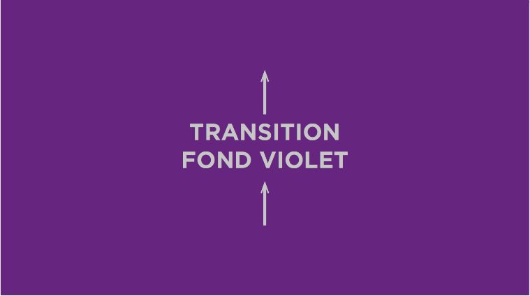 Slide de transition animé avec fond violet pour rythme narratif de la présentation MoWE