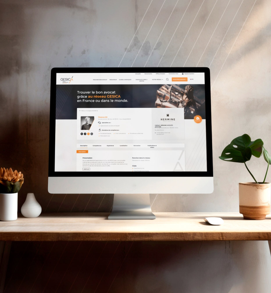 Annuaire interactif du site Gesica – solution web pensée pour un réseau d’avocats