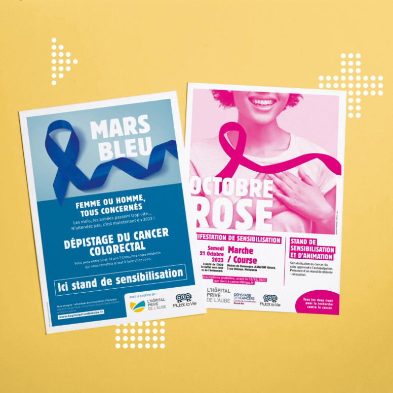 Campagnes Mars Bleu et Octobre Rose intégrées à la communication visuelle du centre de santé