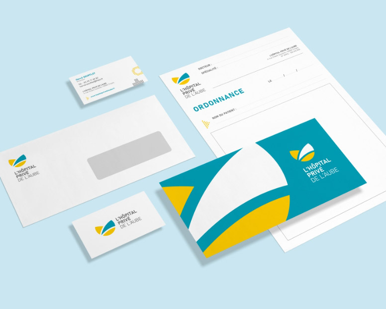 Supports imprimés de la communication visuelle pour l’Hôpital Privé de l’Aube