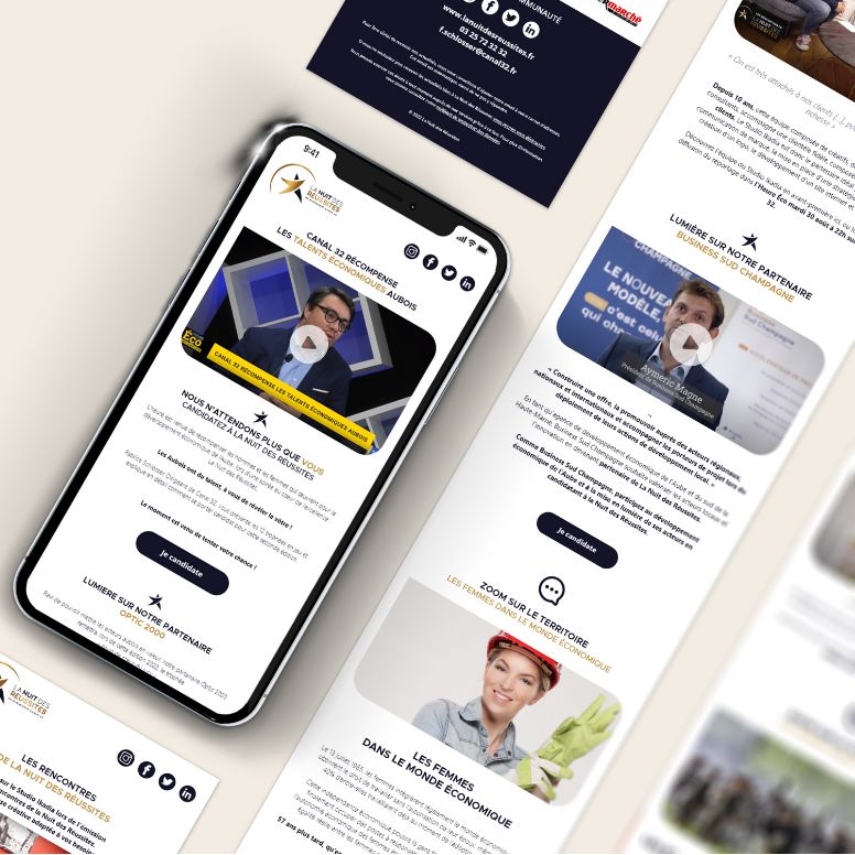 Campagne de marketing digitale avec la création et l'envoi de newsletter mensuelle pendant toute la durée de l'évènement