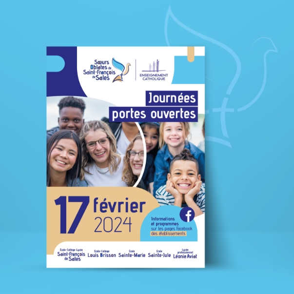 Affiche verticale pour les portes ouvertes 2024 – signalétique extérieure Soeurs Oblates de Saint-François de Sales