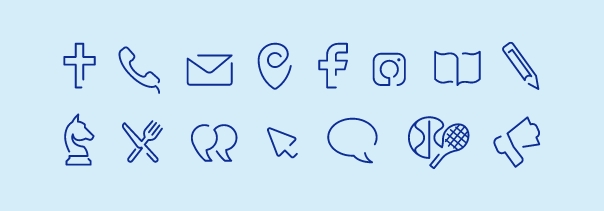 Série de pictogrammes adaptés à l’identité visuelle d’une communauté éducative