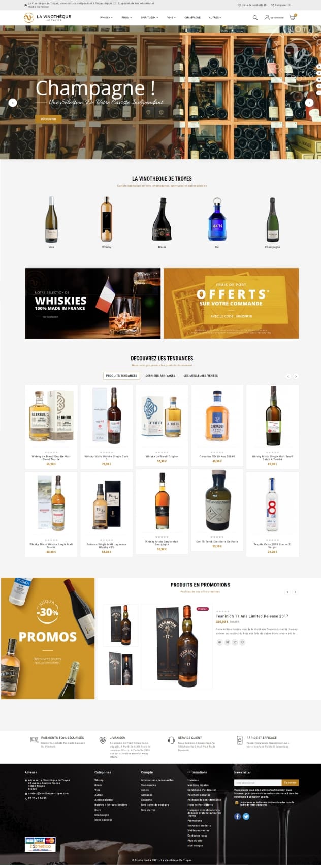 Page d'accueil de la boutique de la Vinothèque spécialiste de la vente en ligne de vins et spiritueux