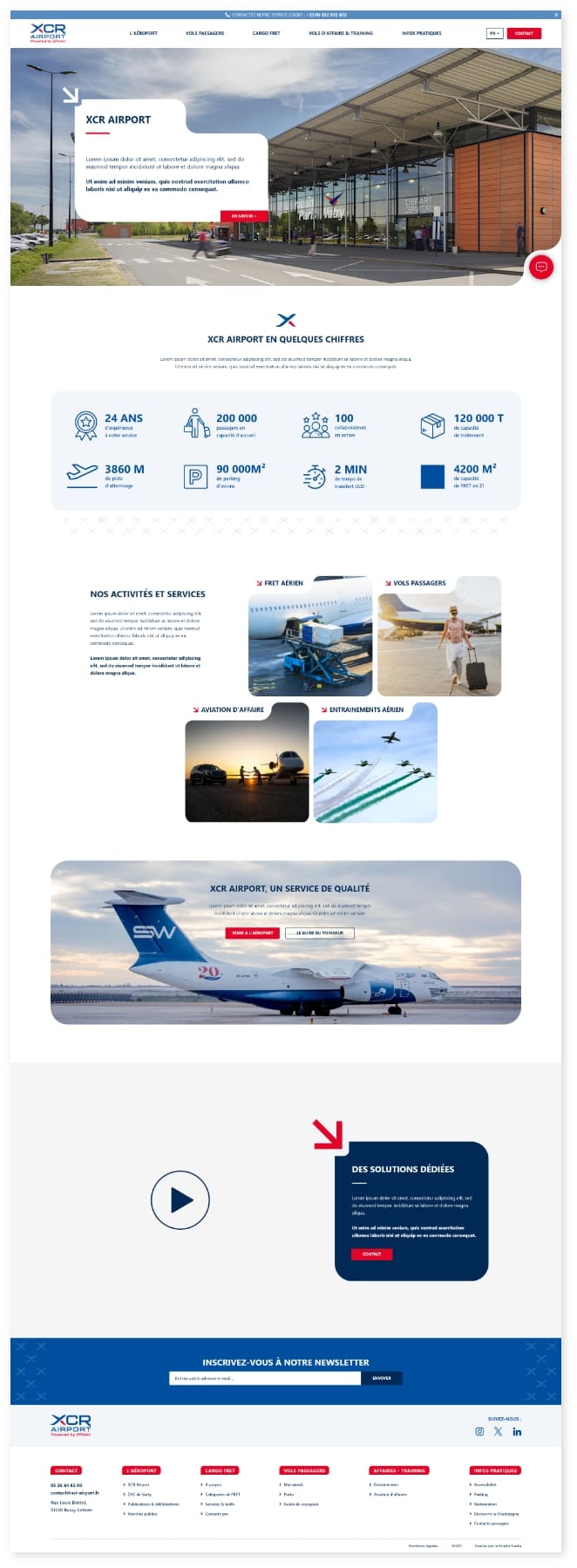 Capture d’écran de la page de présentation du site XCR Airport