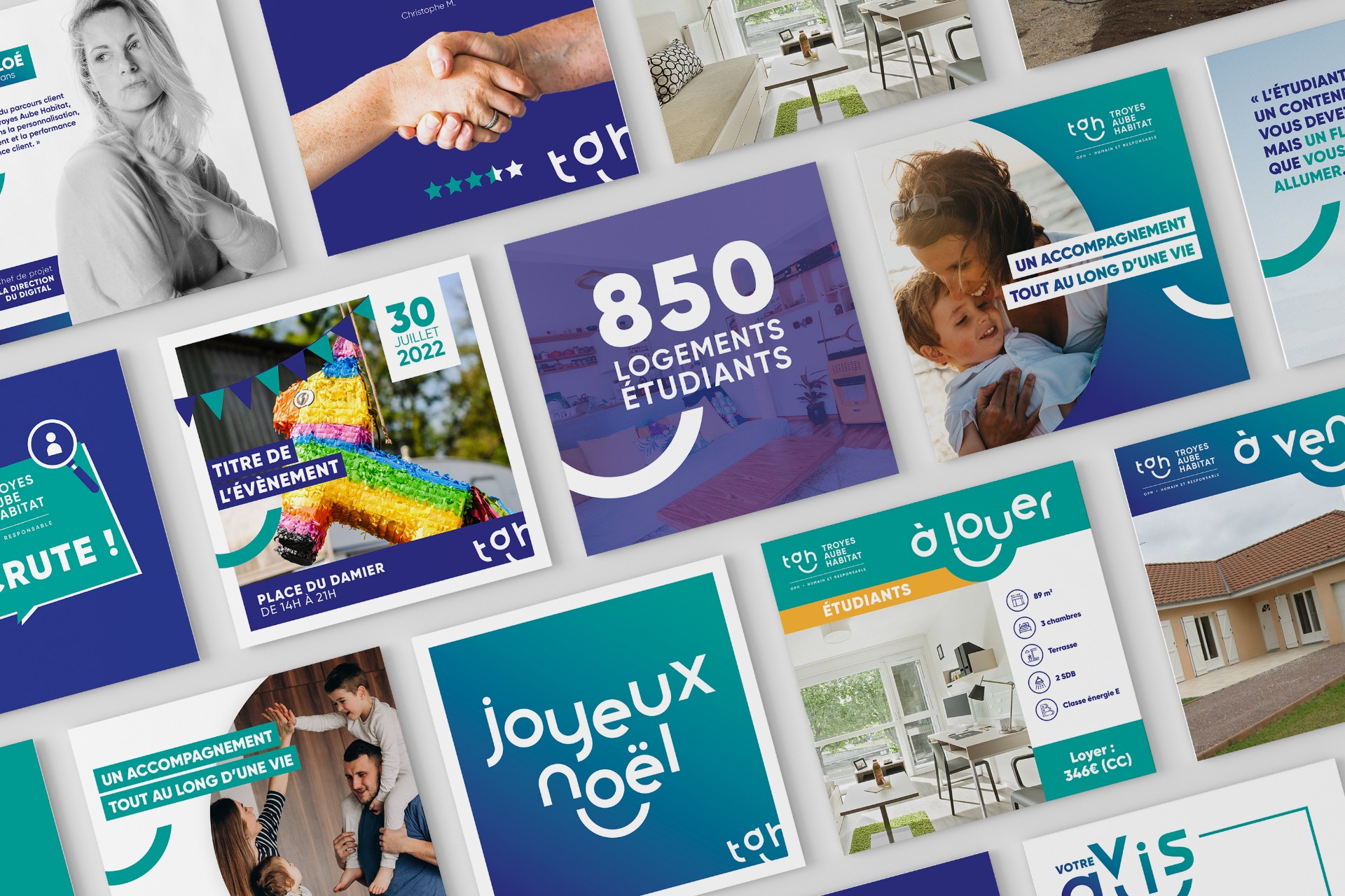 TAH - Une identité cohérente déclinée sur tous les supports print et digitaux.