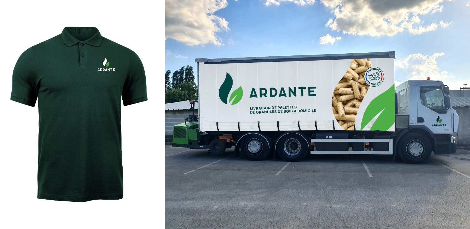 Textile et signalétique mobile Ardante : éléments de visibilité autour de l’identité de marque énergie bois