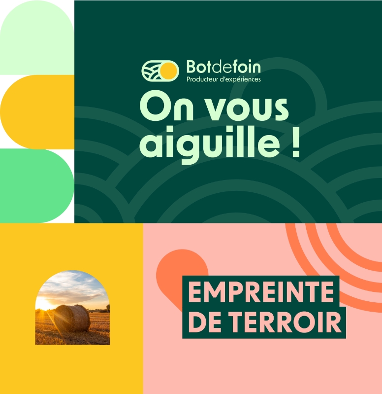Supports visuels de Botdefoin valorisant son identité visuelle agricole colorée et engageante