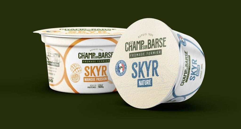 Packaging Skyr Le Champ sur Barse, design moderne au service d’un produit laitier traditionnel revisité