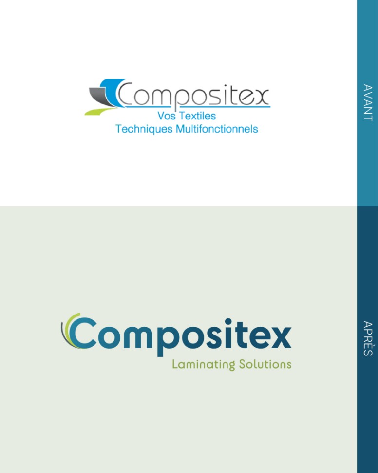 Refonte du logo Compositex avec une mise en avant de l'ancien et du nouveau logo 