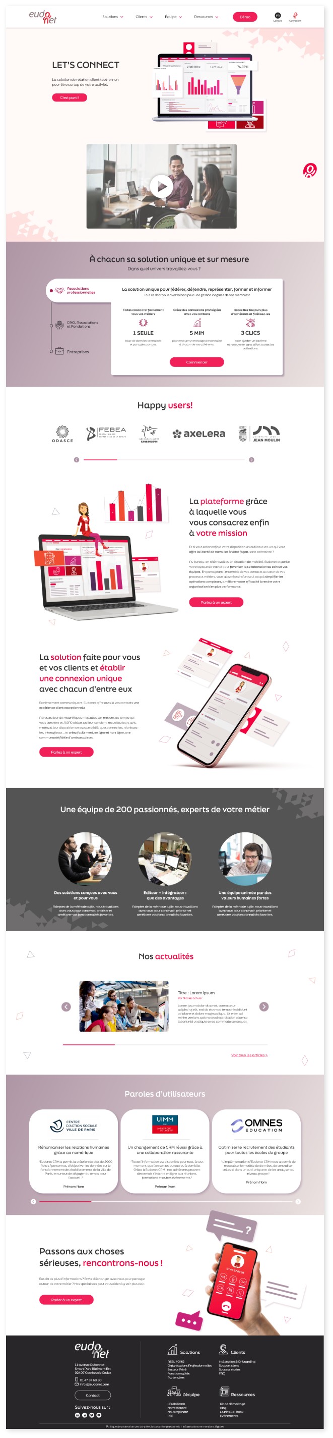 Page d’accueil du CRM Eudonet refondue pour optimiser la communication de l’éditeur logiciel