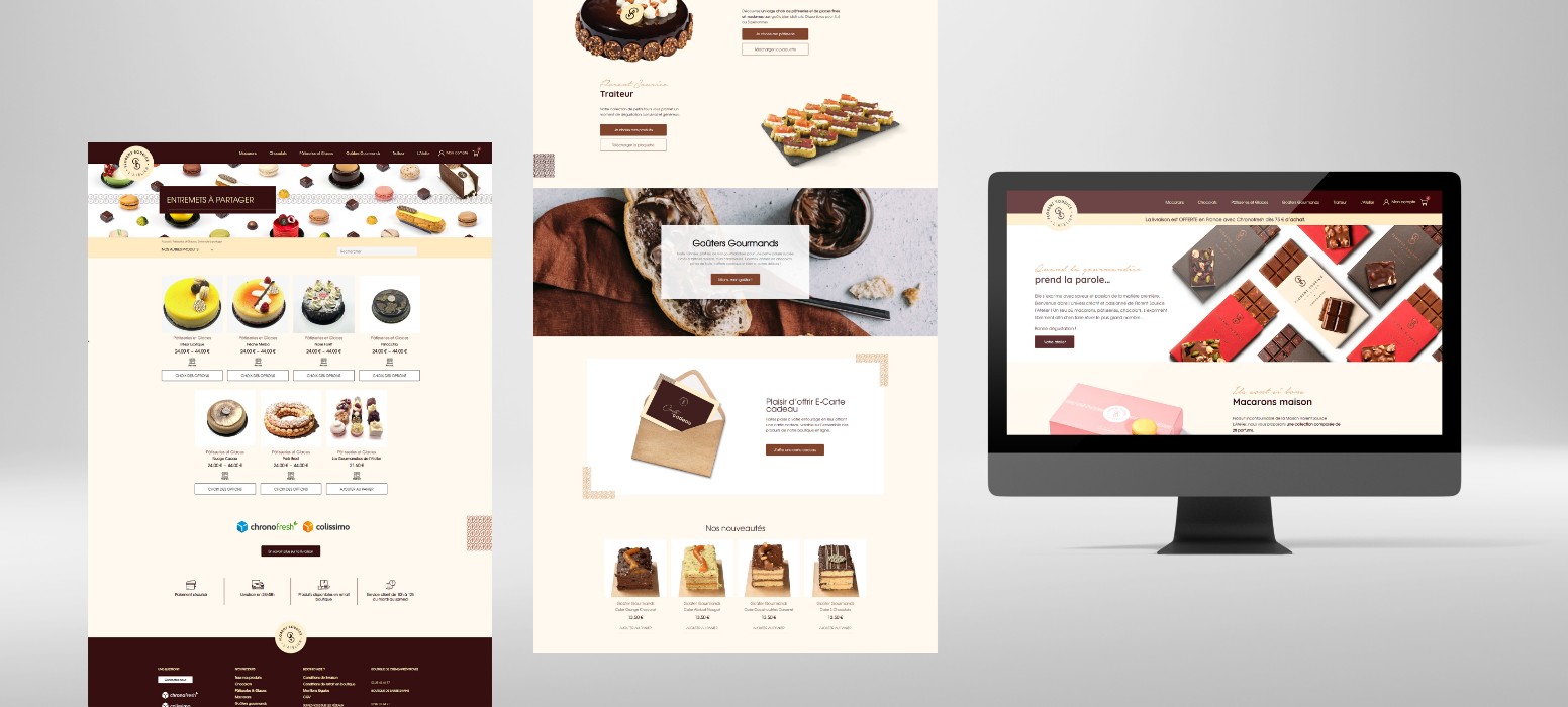 Site e-commerce développé pour Florent Sourice, accompagnement digital de la maison de pâtisserie
