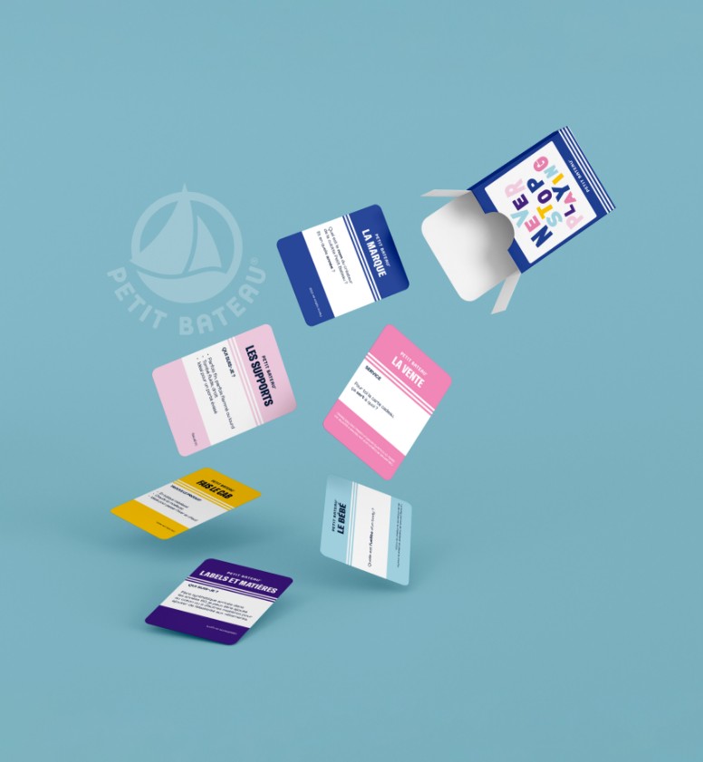 Jeu de cartes pédagogique Petit Bateau pour comprendre les étapes de production et valoriser le savoir-faire maison