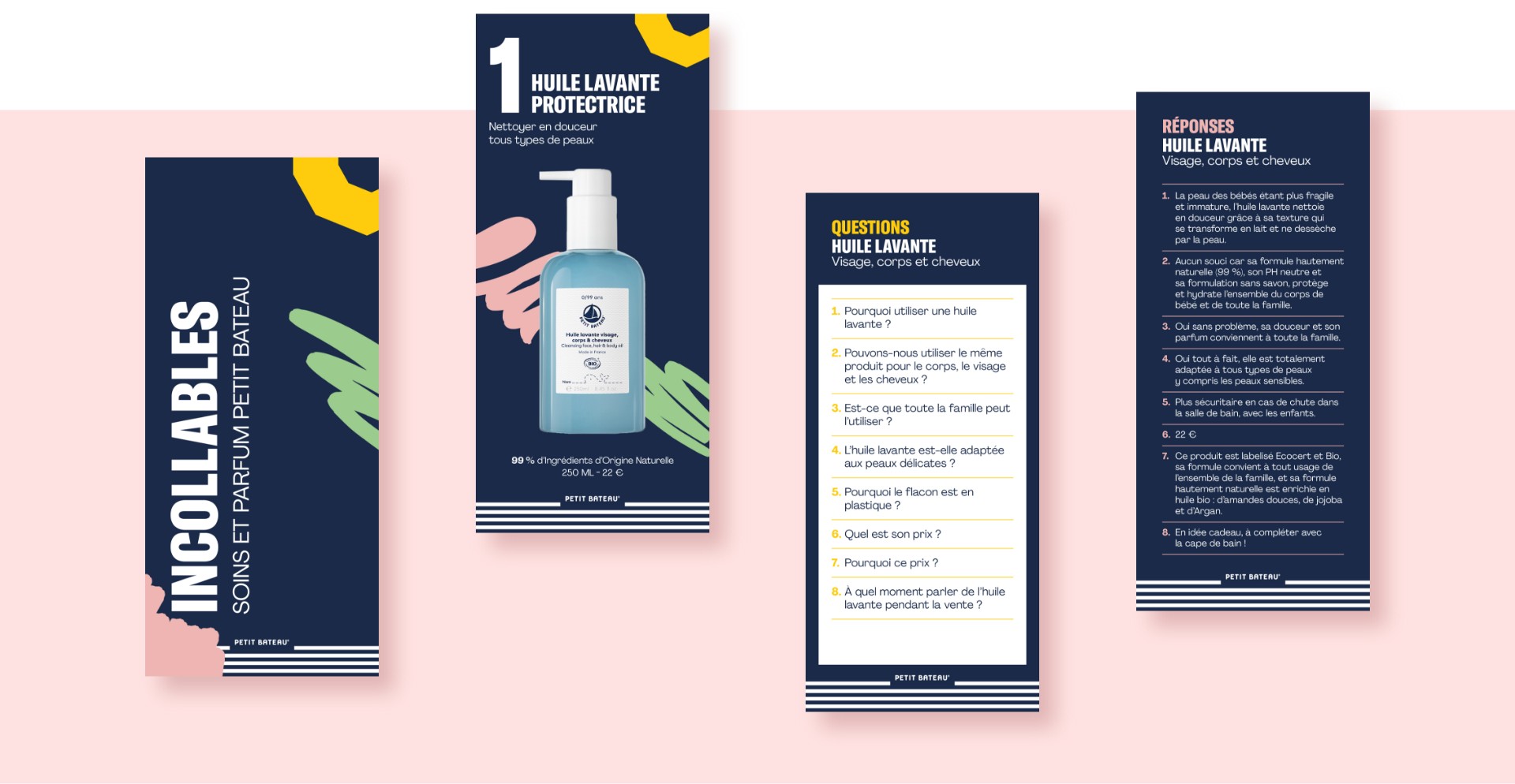 Jeu pédagogique type Incollables pour Petit Bateau, pour travailler ses arguments de vente en boutique