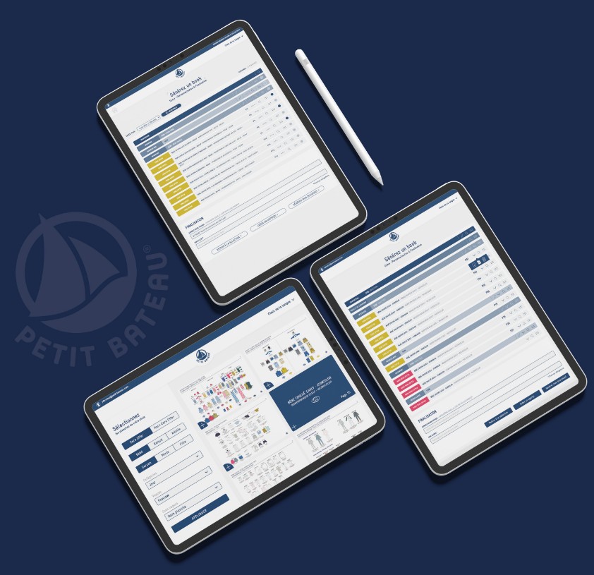 Mock-up de la plateforme web créée sur mesure pour simplifier les commandes des clients wholesale Petit Bateau