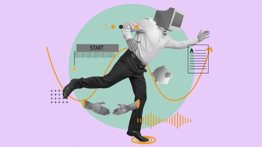 Illustration conceptuelle des erreurs de supports de communication, symbolisant la confusion et la désorganisation dans les messages visuels.