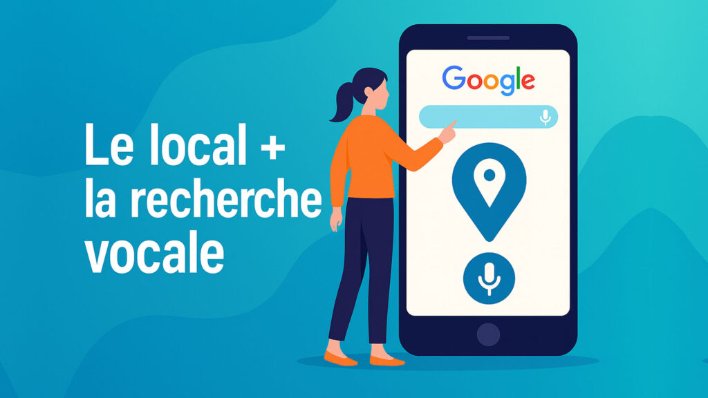 Illustration d’un utilisateur effectuant une recherche vocale locale sur son téléphone